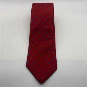 Vintage Christian Dior red all silk necktie with dot pattern. Made in the USA.